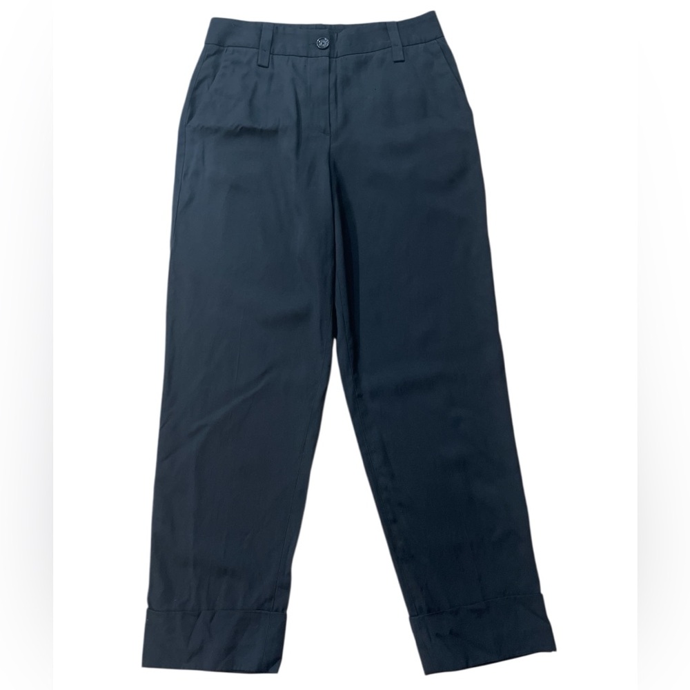 Massimo Dutti Black Buttoned Pants
